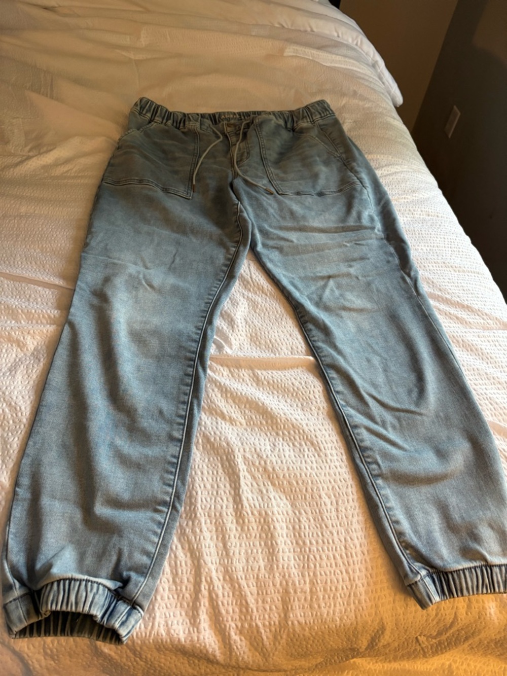 American Eagle Elastic Waist Light Blue Jean Jogger Pants